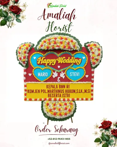 Karangan Papan Bunga Pernikahan di Tondonggeu
